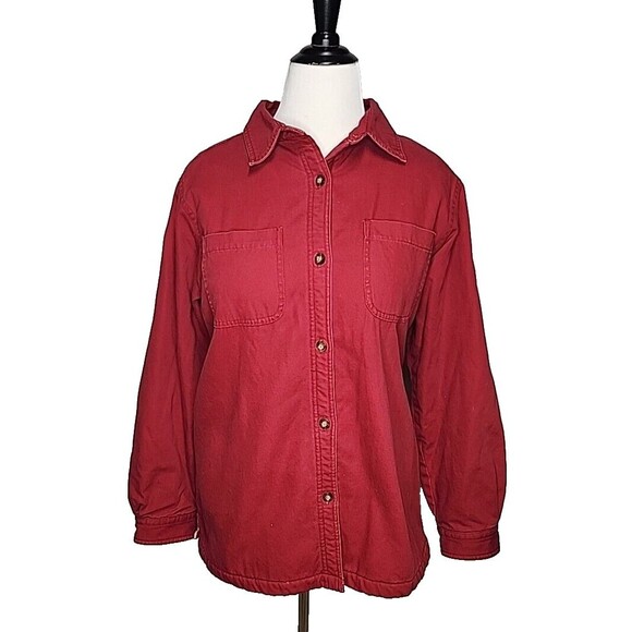 Woolrich Vintage Ruby Red Button Front Jacket Shacket Women's  Size L EUC - Picture 1 of 8